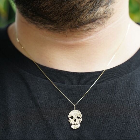 14k Solid Gold Skull Charm | Birthday Gift | Fine Jewelry | Skull Pendant | - Picture 2 of 5